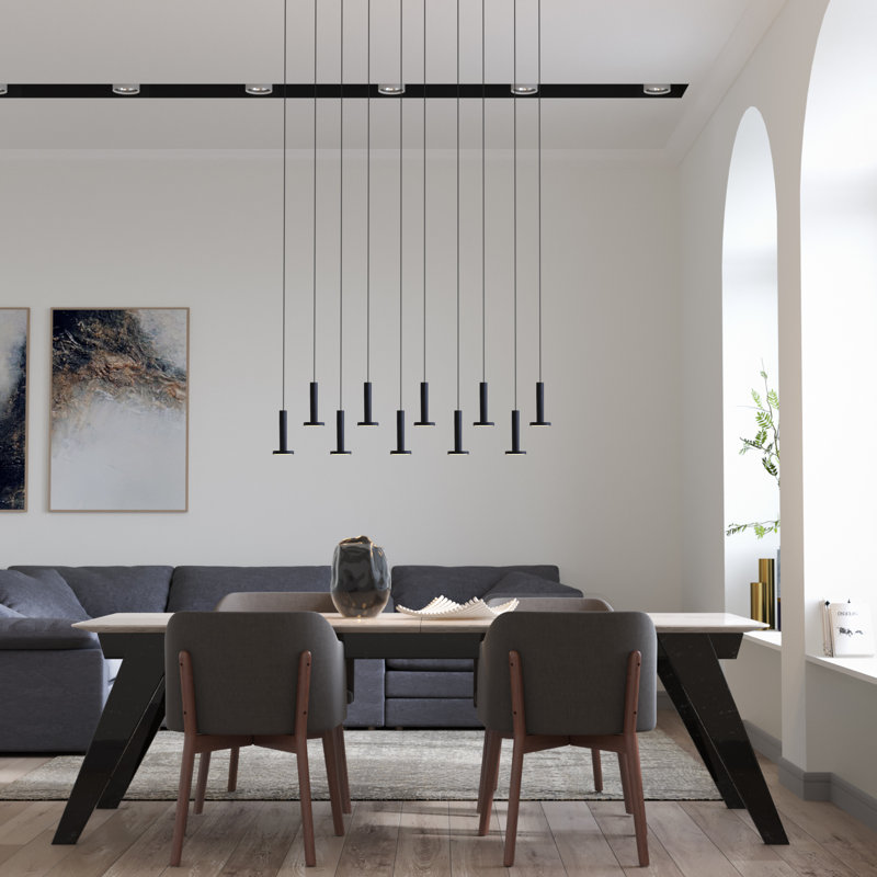 Luminaire suspendu cylindrique en grappe 10 lumières Netice, Noir