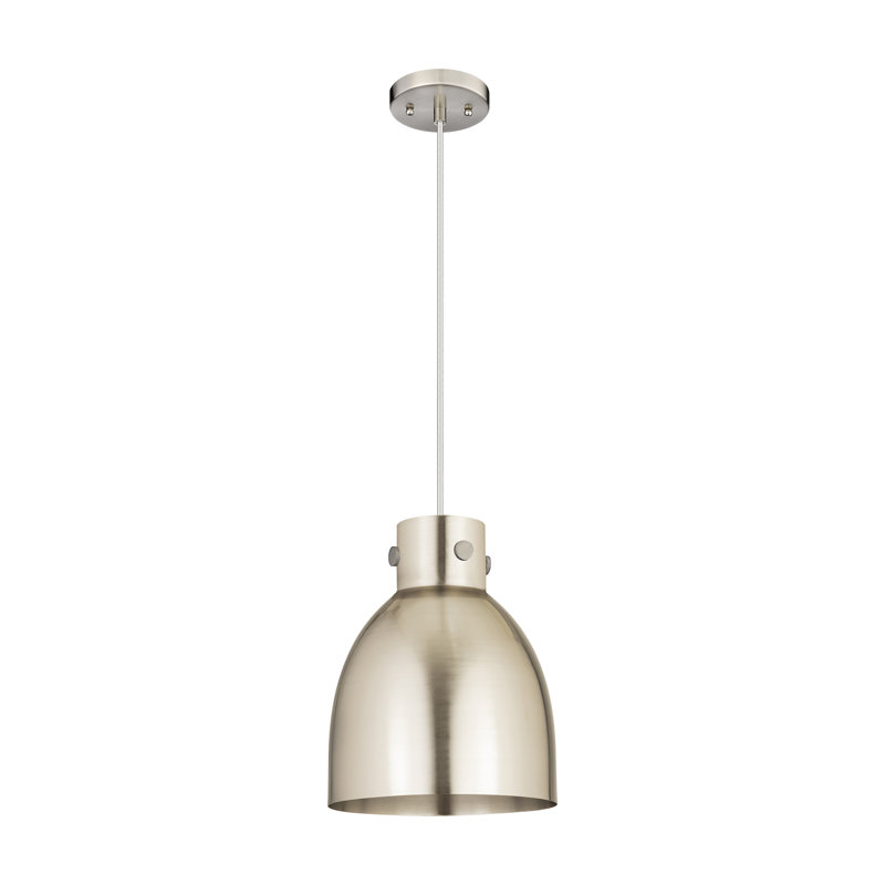 Luminaire suspendu en métal 1 lumière, H 12,5 po x l 10 po x P 10 po, Nickel satiné, Nickel satiné