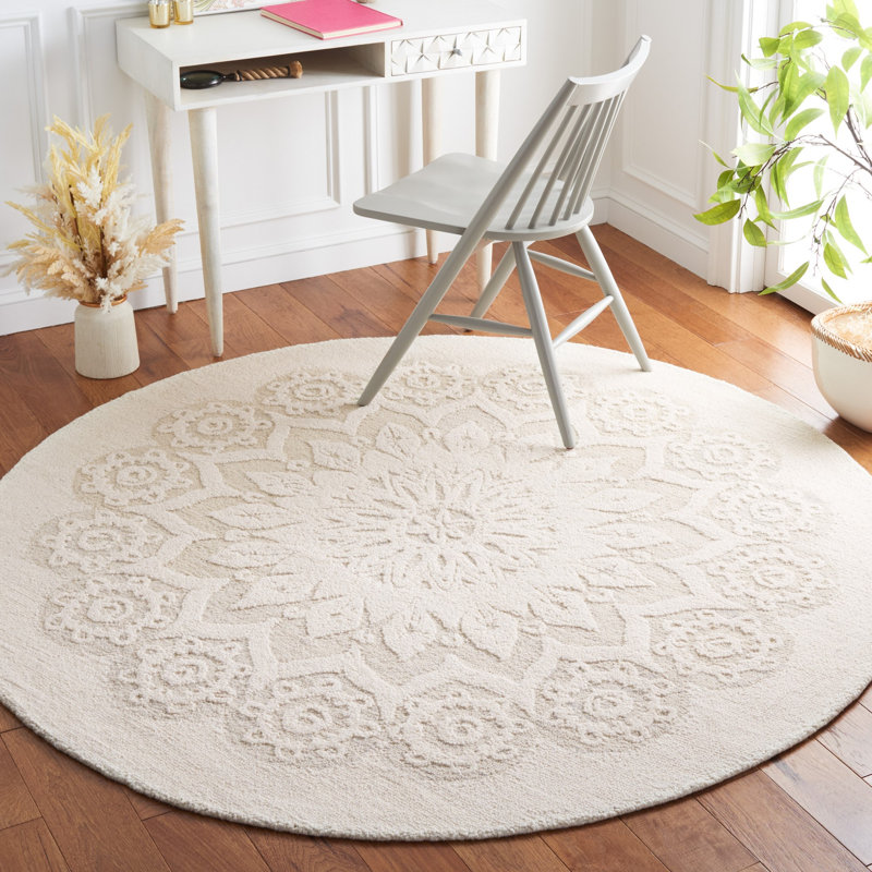 Blossom Hand Tufted Wool And Cotton With Latex Floral Rug, Round 6'