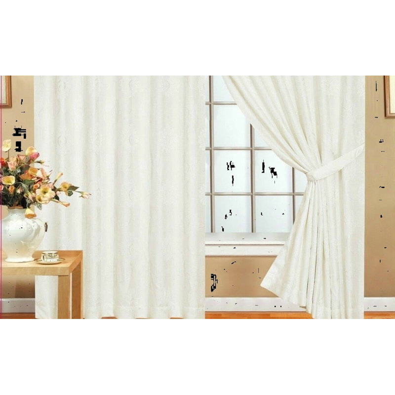 Deshawnna Room Darkening Curtain Pair, White, 168cm W x 137cm D