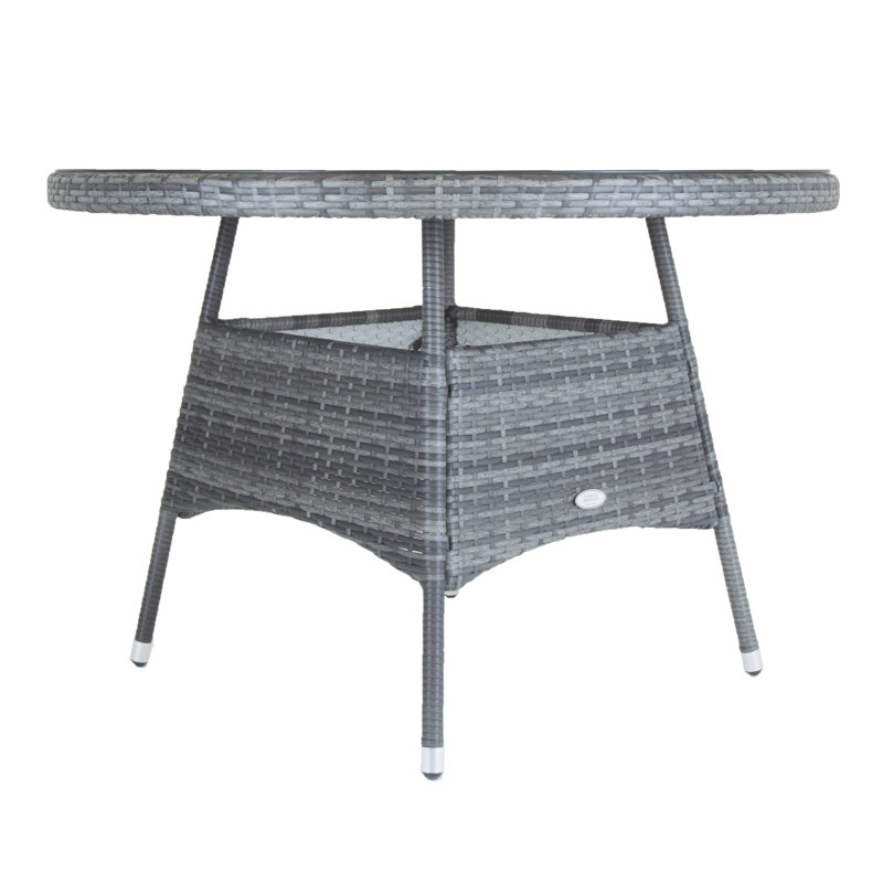 Latricia Round Wicker Outdoor Dining Table With Umbrella Hole , cm W cm D, Grey, 74cm H x 110cm W x 110cm D