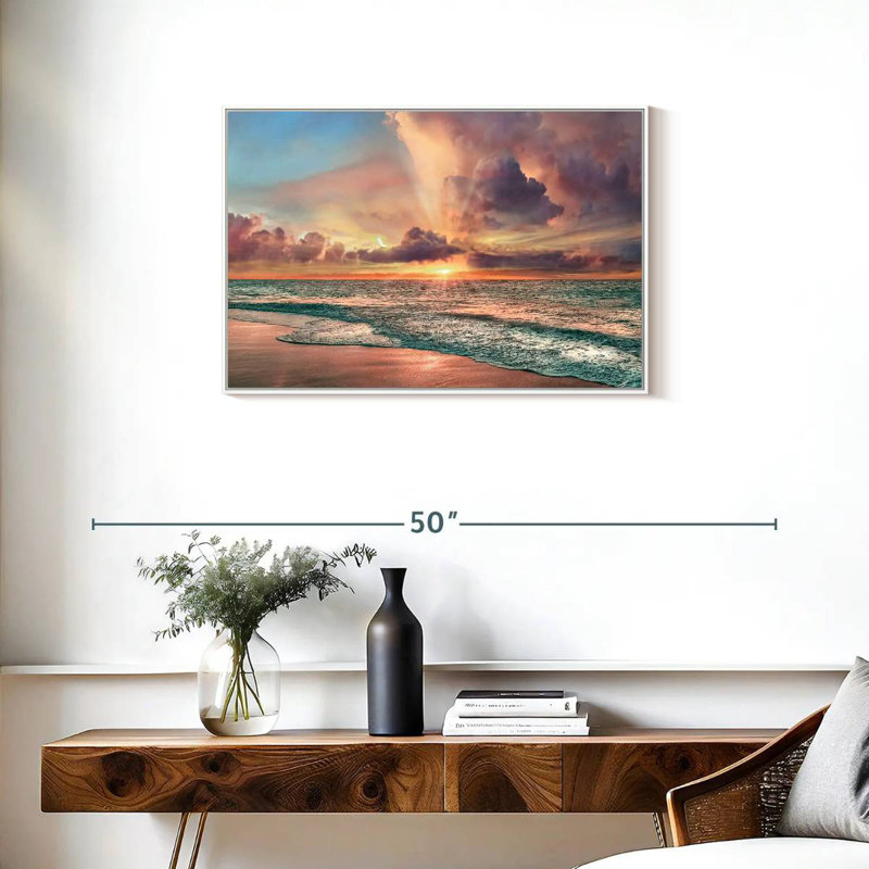 Plage de cuivre, Cadre flottant blanc, 31 po x 21 po