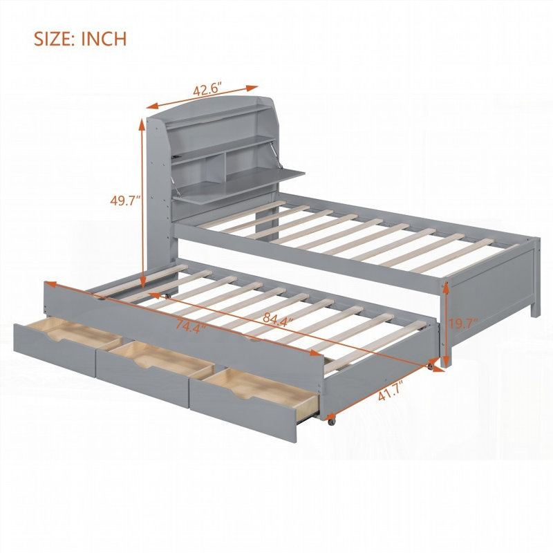 Lit plateforme simple en bois avec rangement - aucun sommier requis, support solide