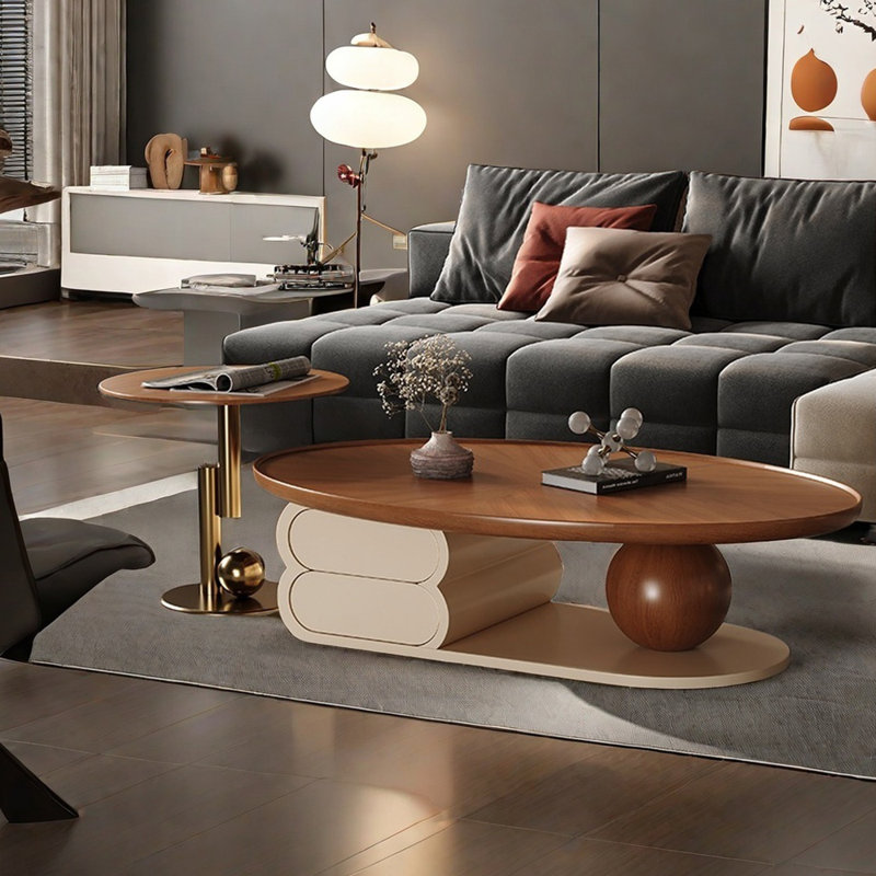 Cream style creative solid wood coffee table