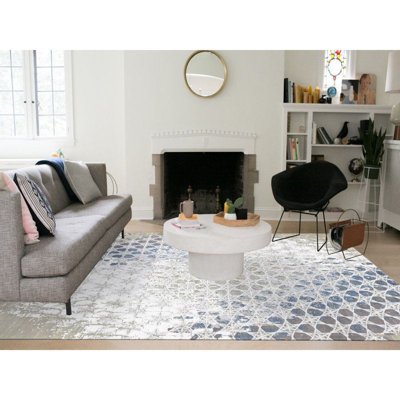 Tapis gris en laine et en soie noué à la main 10 pi x 14 pi 1 po 1BBF5D51337C4F75A8C7666922F949D9