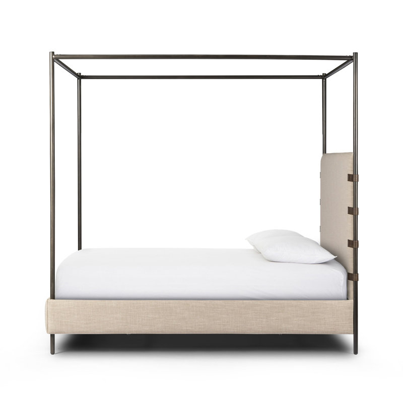 Anderson Upholstered Canopy Bed, Queen, Beige