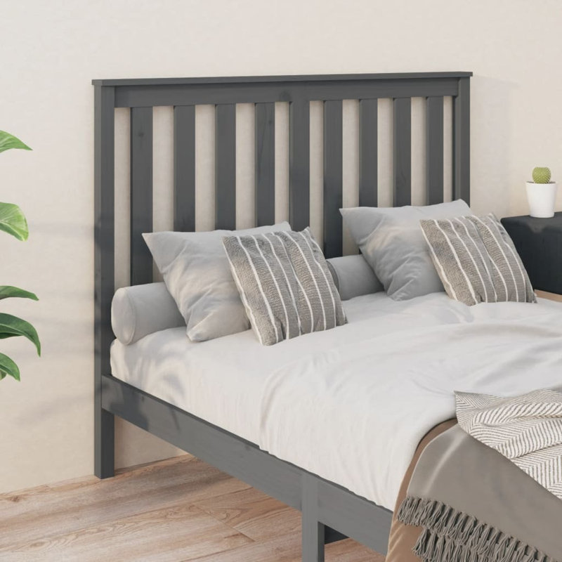 Solid Wood Slat Headboard, 96 x 101 cm, Grey