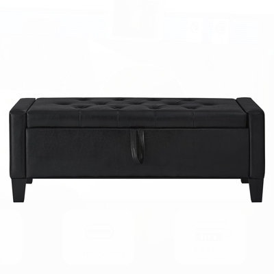 Storage Ottoman Bench with Safety Hinge, Upholstered Entryway Seating for Bedroom and Living Room, High-Weight Capacity and Ample Storage