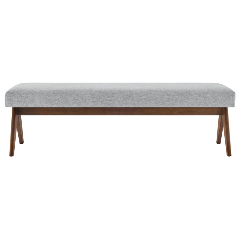 Lyra Fabric Upholstered Bench, 18.50"H x 63"W x 18"D, Light Gray