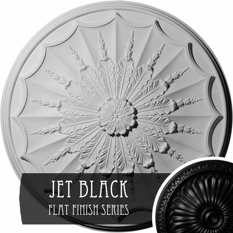 Médaillon de plafond 27 po x 27 1/8 po x P 2 5/8 po, Noir de jais