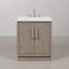 Meuble-lavabo de comptoir en marbre blanc Carrara de 30 po Georgetta avec robinet Georgetta-1043302236