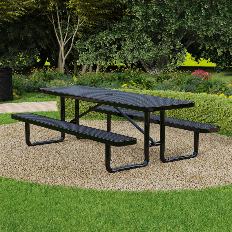 Leisure Craft Standard Outdoor Picnic Table, Black, 96" W
