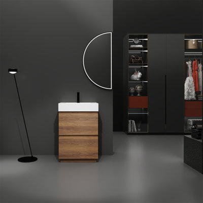 Meuble-lavabo pour salle de bain avec lavabo simple, meuble-lavabo sous-comptoir moderne avec tiroir double, meuble-lavabo autoportant