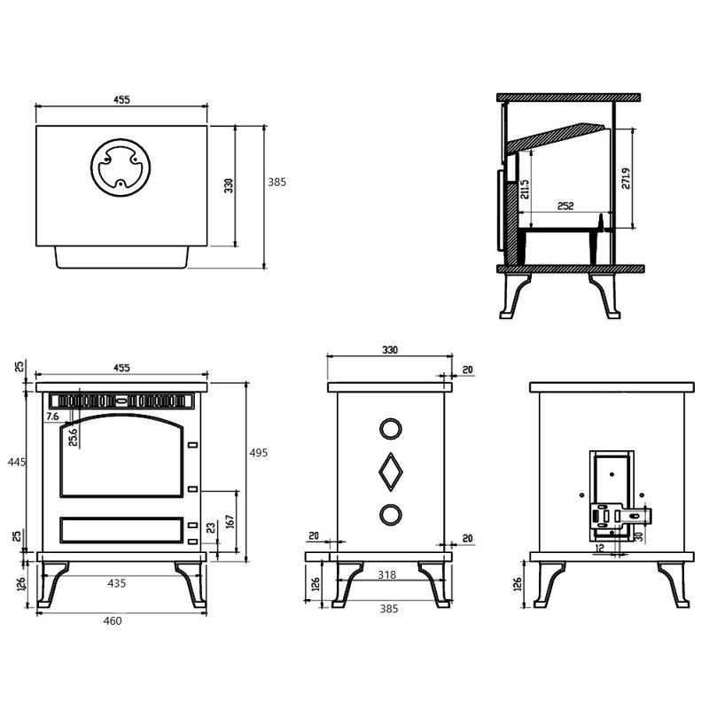 7KW Eco Design Stove Cast Iron Fireplace Log Wood Burner