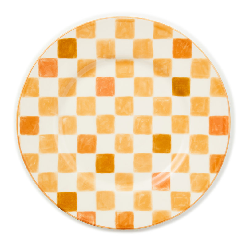 Black Check Dinner Plate, Black