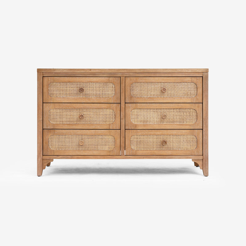 Lurian - Commode 6 tiroirs en rotin, Brun
