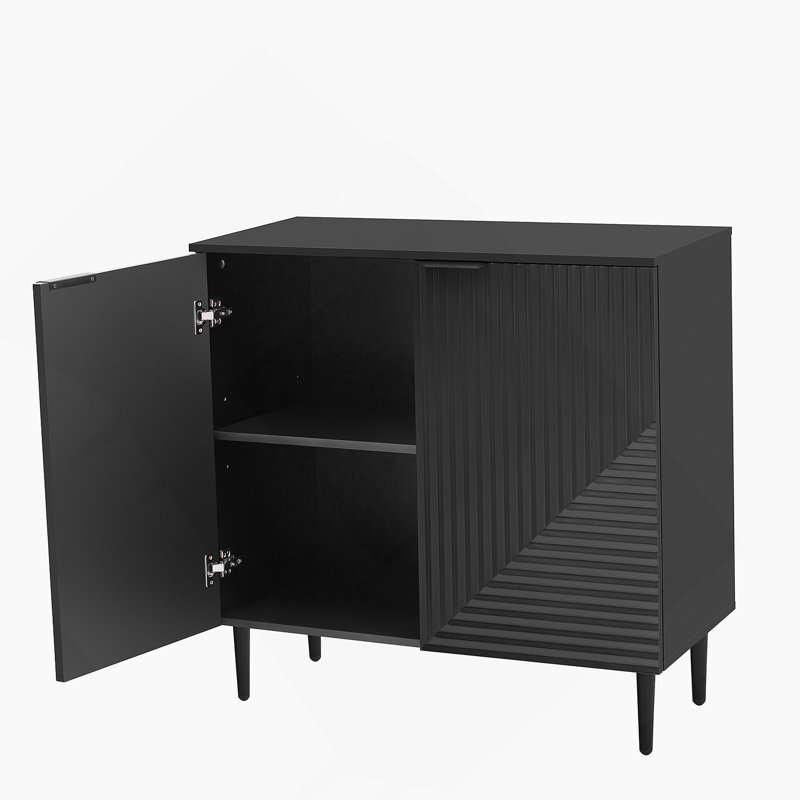 Mirod Modern Minimalist Side Cabinet With Adjustable Shelves And Stylish Geometric Door Design, Ideal For Versatile Storage And Decorative Display