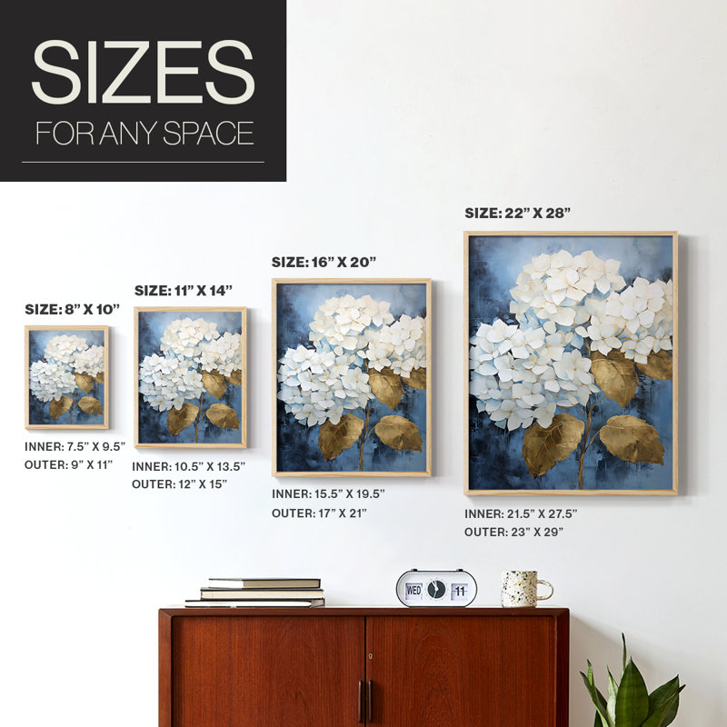 Impression encadrée FLORAL Series CXII - bois massif, H 15 po x l 12 po