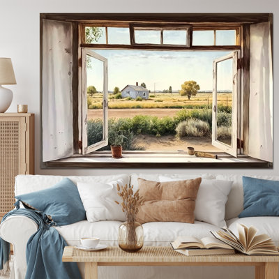 «Window to Landscape Views I» - Décoration murale paysage de ferme