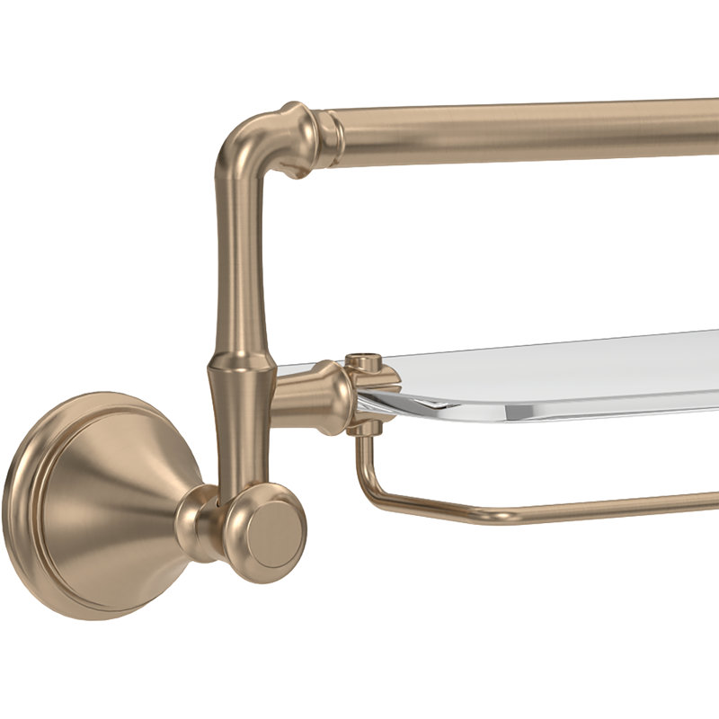 Tablette en verre 18 po avec barre à serviettes Cassidy, Bronze-Champagne lustré, H 5,7 po x l 18 po x P 6 po
