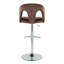 Tabouret de bar réglable en métal chromé et velours espresso avec repose-pieds arrondi en T - ensemble de 2-1934614587