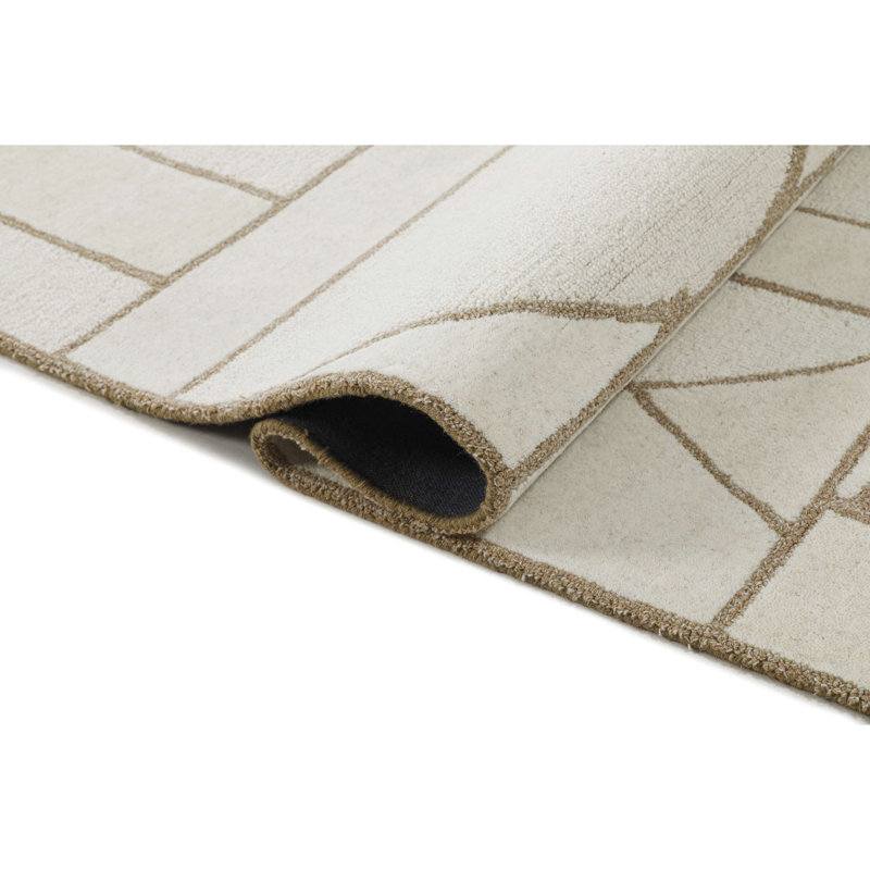 Handmade Tufted Wool Rug in Neutral Geometric Pattern, 6' x 9'