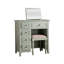 Coiffeuse vintage en bois massif vert avec miroir rabattable
