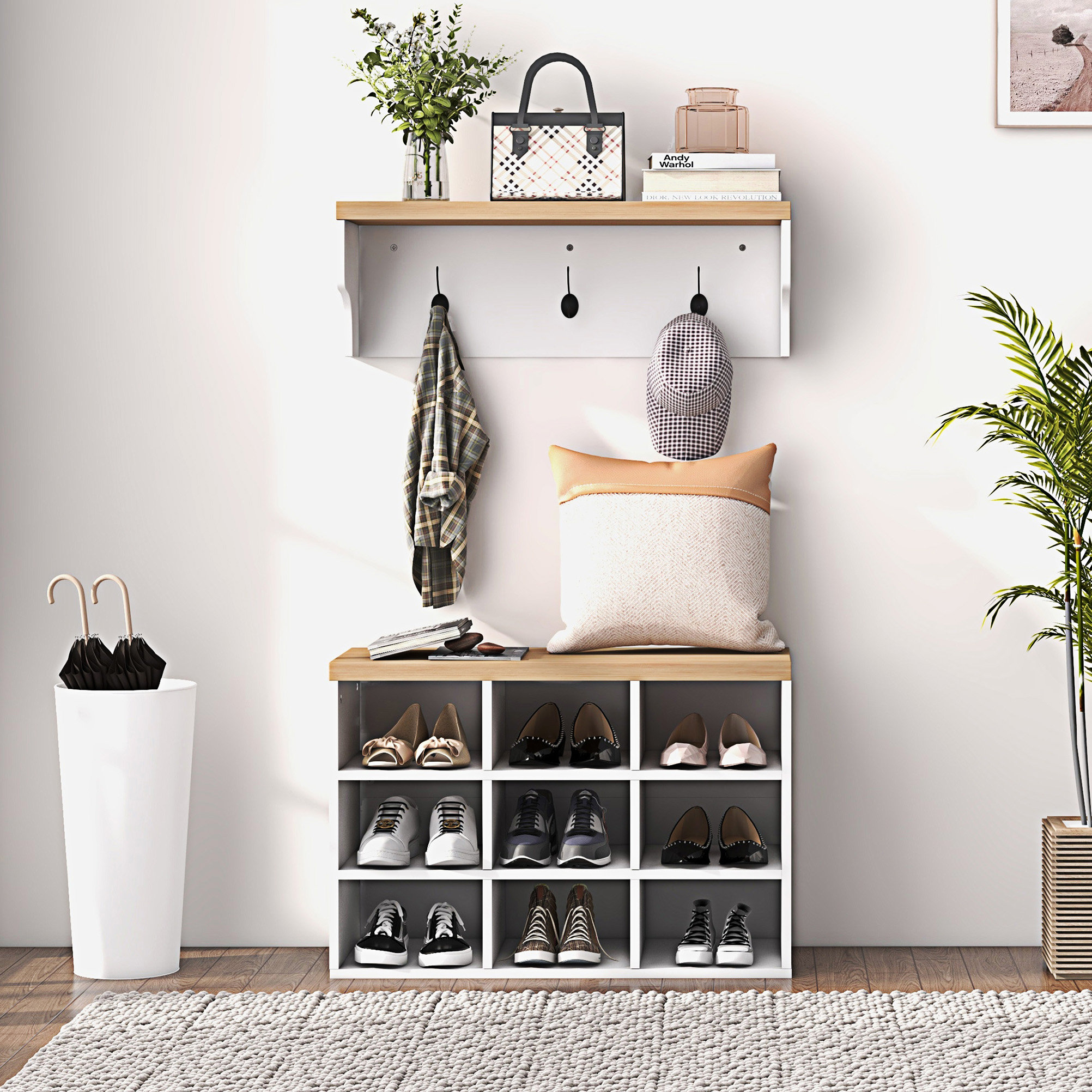 Lark Manor™ 2In1 Coat Rack Shoe Bench Set, 9 Pair Shoe Storage