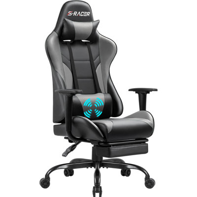 Homall High-Back Massage Adjustable Reclining Ergonomic Faux Leather Swiveling PC & Racing Game Chair with Footrest
