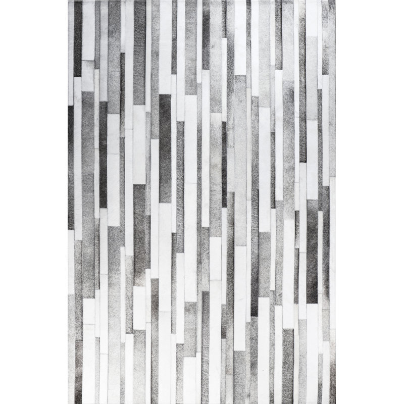 Tapis rectangulaire unique en cuir de vache Liyan, Rectangle 4 pi x 6 pi
