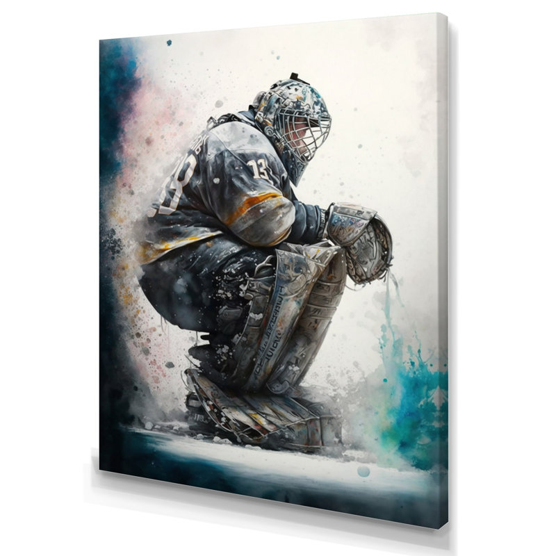 Hockey Gardien I - Impression sur toile, H 20 po x l 12 po x P 1 po, Toile tendue