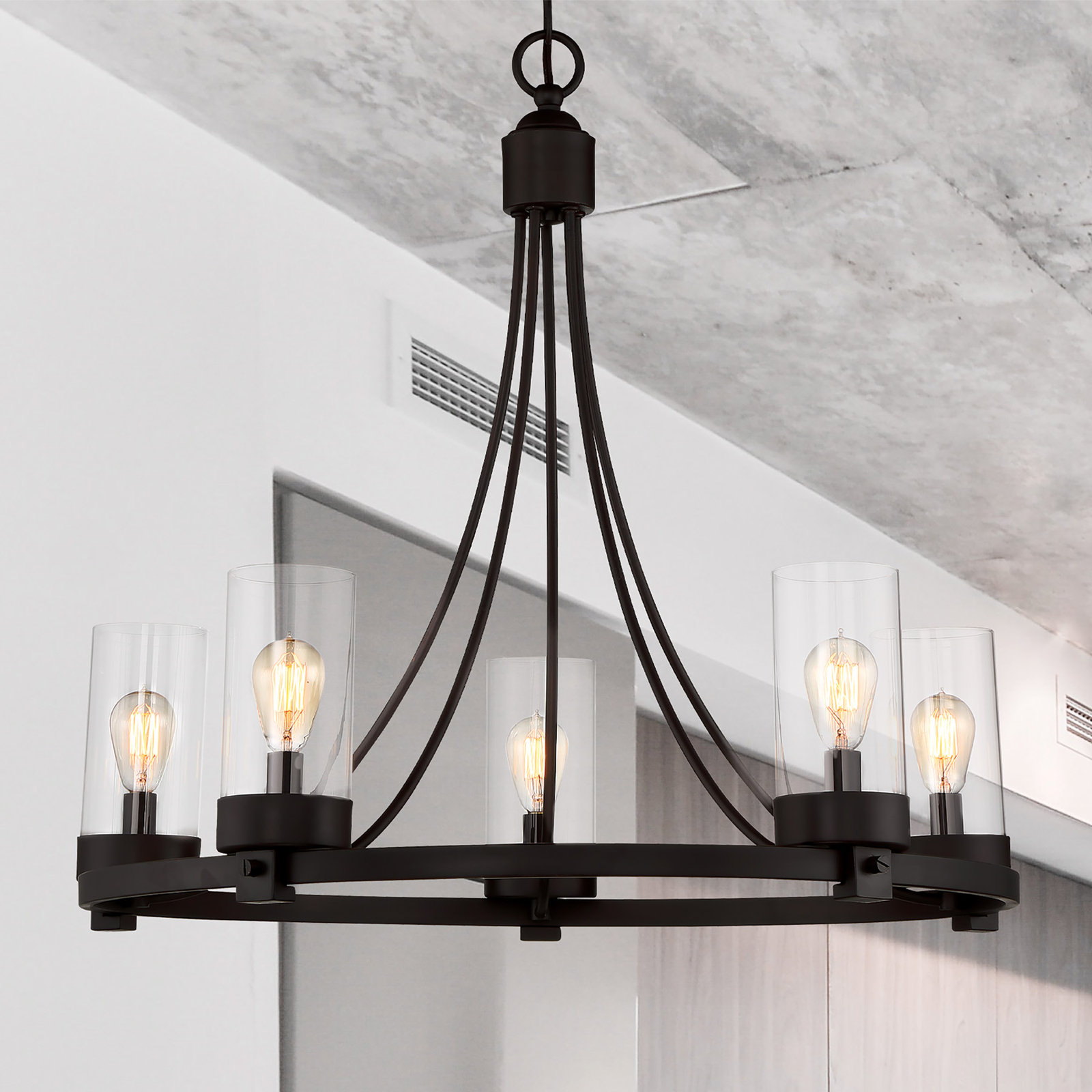 Laurie 5-Light Chandelier, Matte Black