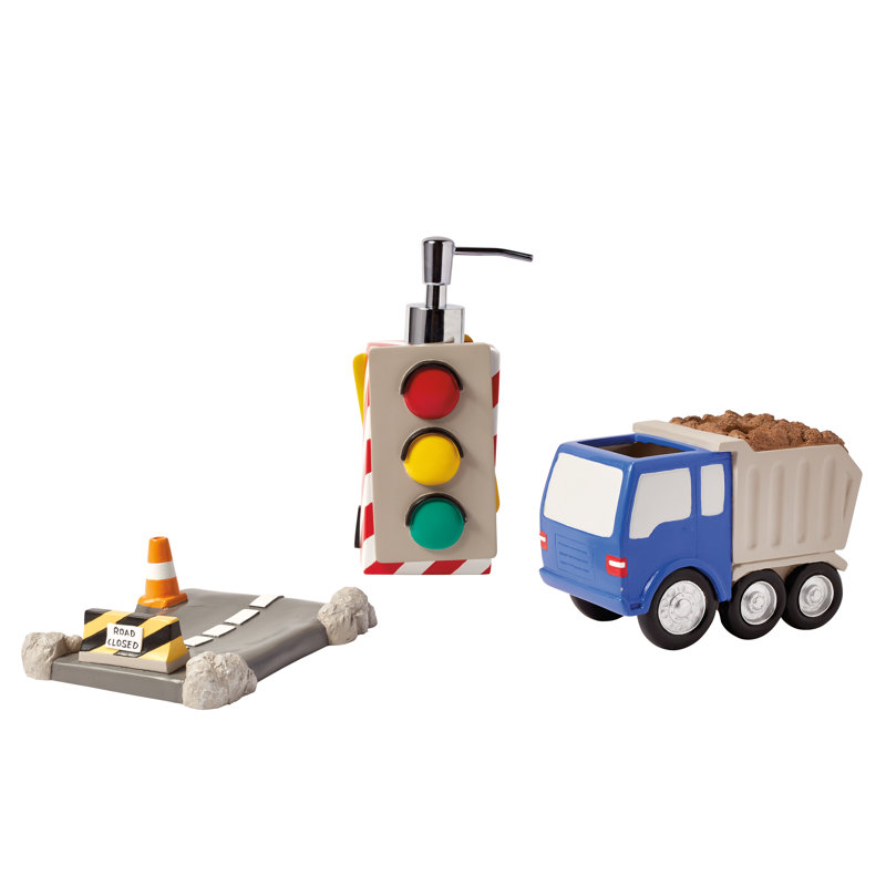 Ensemble d'accessoires de salle de bain trains et camions 3 pièces