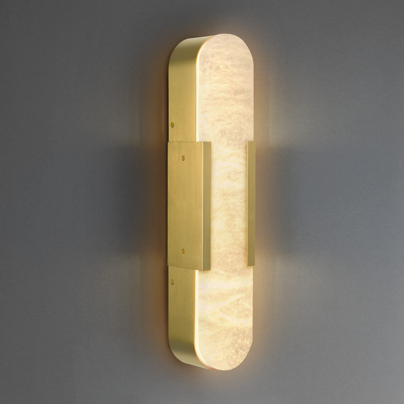 20'' Dimmable Led Alabaster Wall Sconces, Brass
