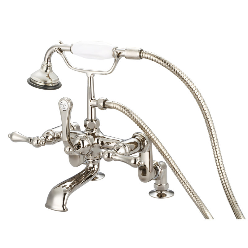 Stonington Deck Tub Filler, Lever Handles, Polished Nickel