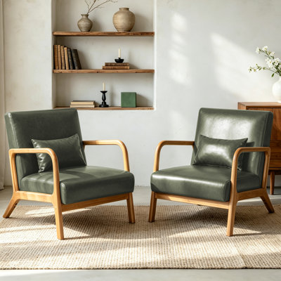 Chaise d'appoint rembourrée en bois massif de 25,8 po de largeur avec un coussin supplémentaire Jyrin