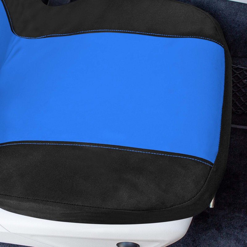 Chevron Flat Cloth Car Seat Covers Full Set, Blue