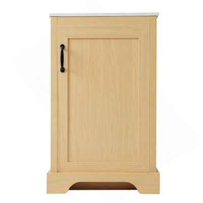 20" Bathroom Vanity With Sink, Bathroom Cabinet With Soft Closing Door, Storage Rack And Adjustable Shelve, Natural Wood
