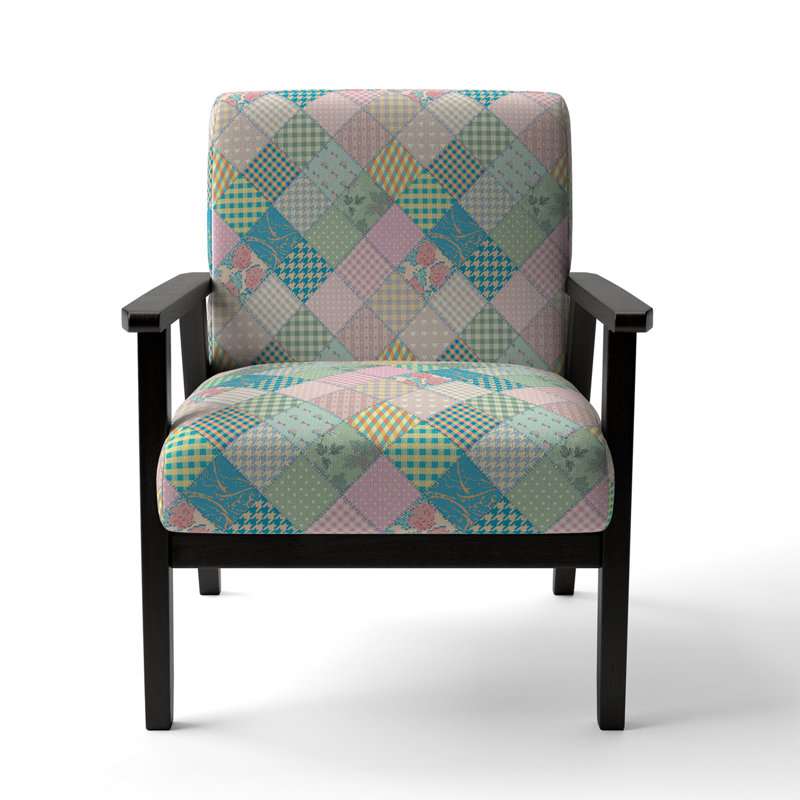 Chaise avec accoudoirs rembourrée en velours multicolore