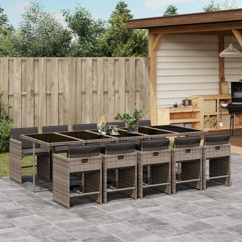  Patio Dining Set Set Of 10 Grey, Grey, Dark Grey