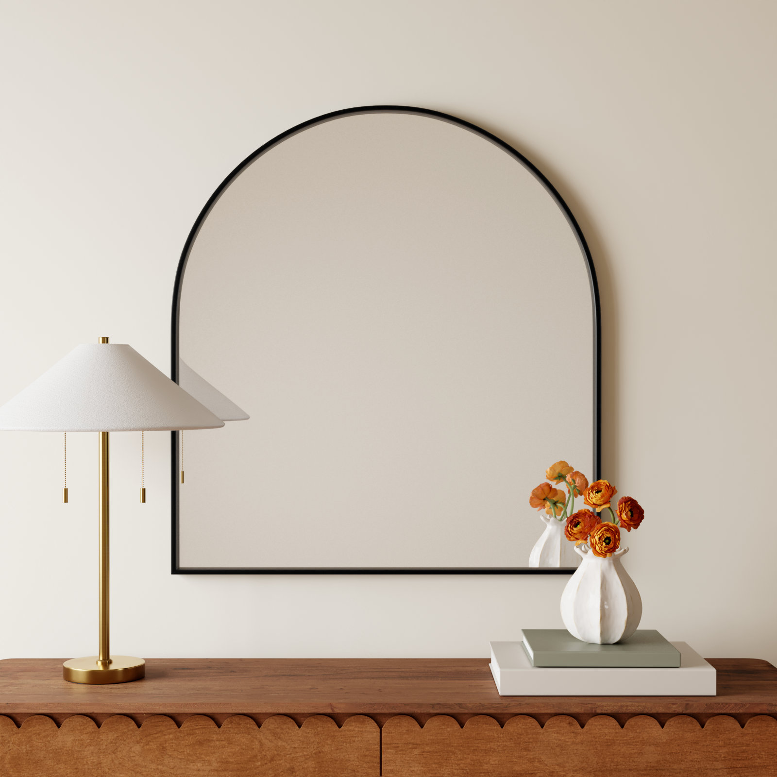 Sabine Metal Arch Wall Mirror, Black, 36" x 33"