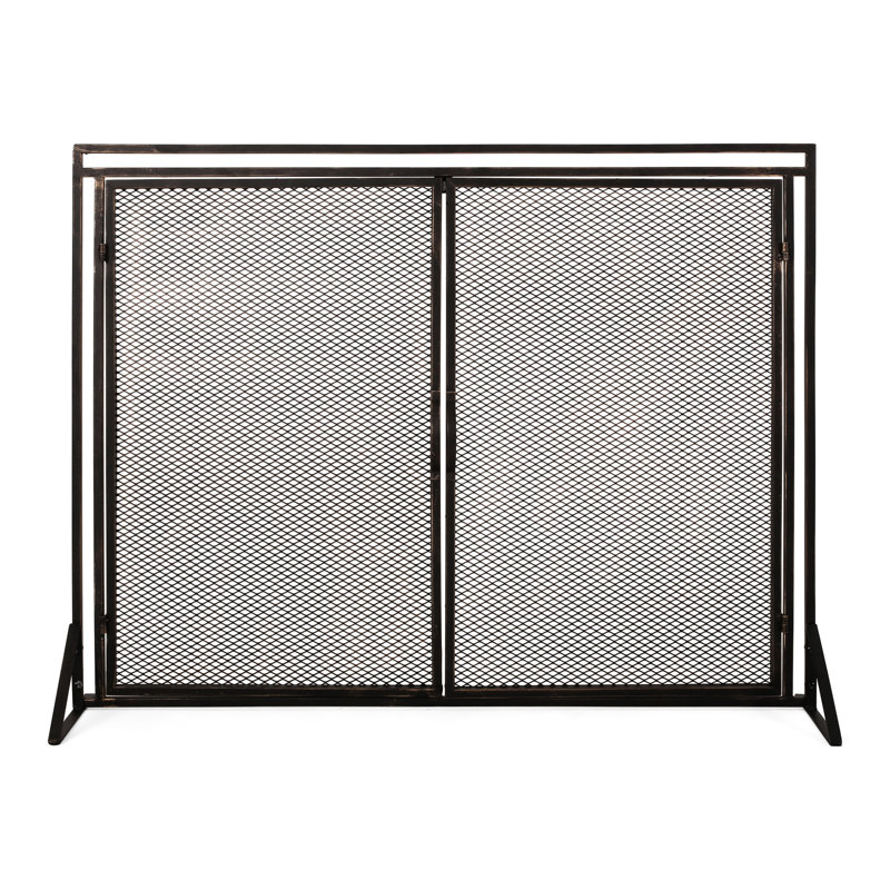 Écran de foyer en fer mat fabriqué à la main - H 30,6 po x l 39,65 po, option