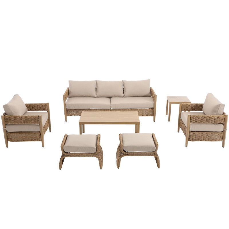 Ensemble de conversation pour patio 7 pièces 7 pièces, Khaki