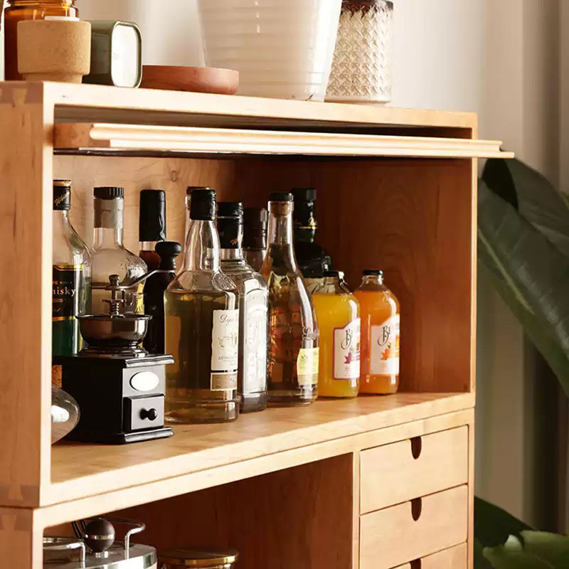 Armoire à nourriture en bois massif et verre Modern Minimalist