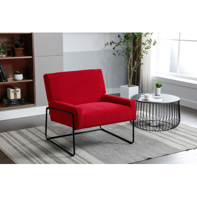 Modern Industrial Slant Armchair With Metal Frame