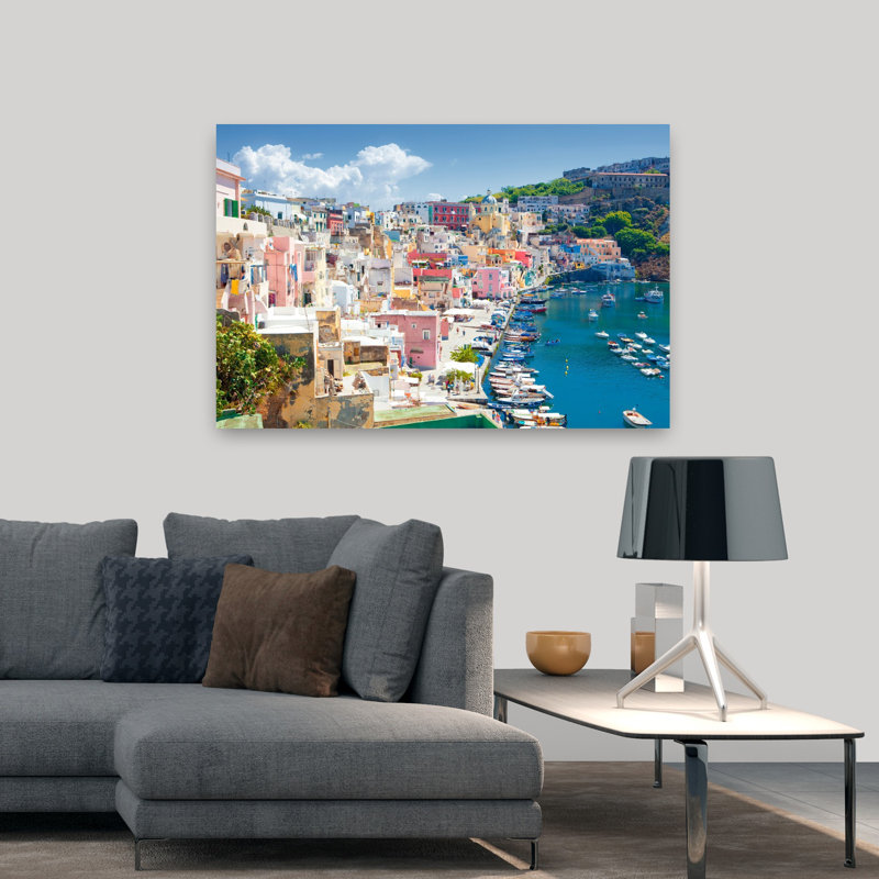 Marina Corricella, île de Procida, baie de Naples, Campanie, Italie, H 32 po x l 48 po