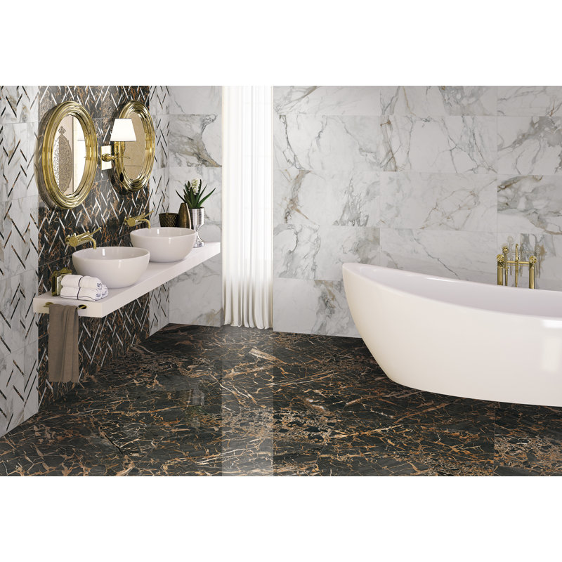 Carreau de porcelaine 19,3 "x 38,6" aspect marbre