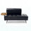 Banc de bout de lit moderne de 55 po de largeur, revêtement en similicuir noir avec table d'appoint, canapé pivotant à 360 degrés, repose-pieds de vestibule, banc de fenêtre avec pieds en métal pour chambre à coucher, salon