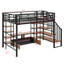 Metal Loft Bed With Staircase,Low Storage Table And Storage Shelves-1244220019