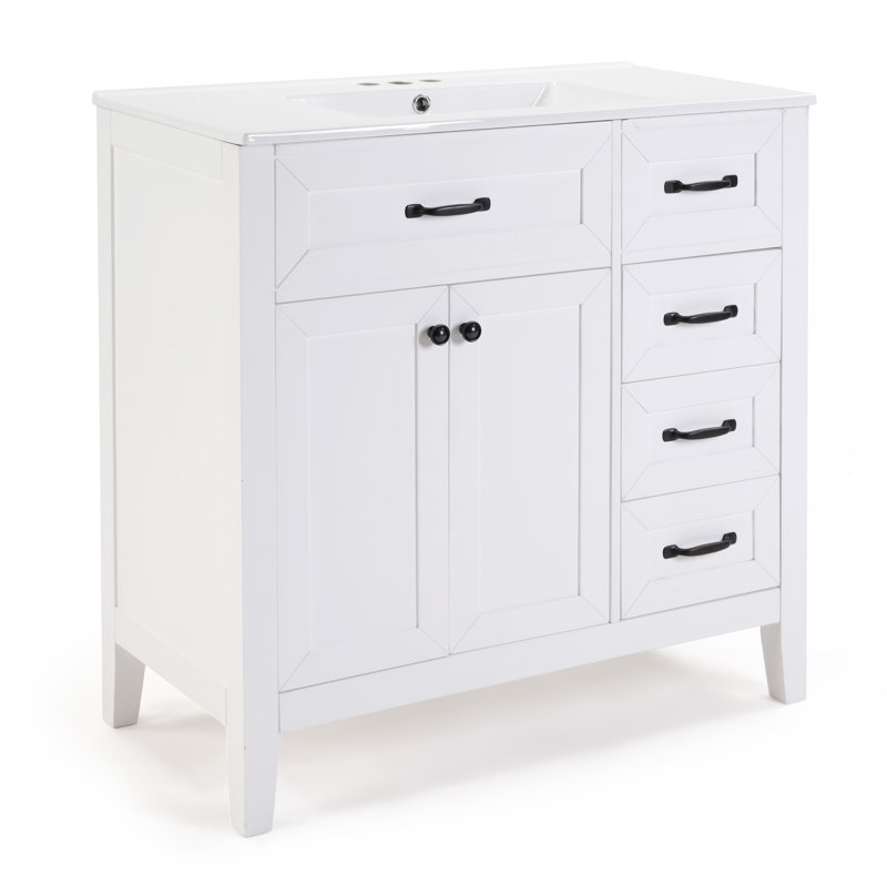 Meuble-lavabo moderne 36 po à 4 tiroirs et 1 porte